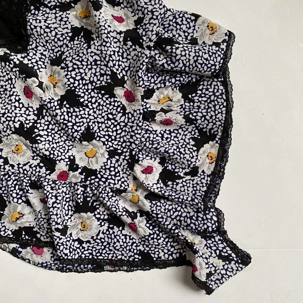 Vintage Delicates Teddy Bodysuit Satin Floral Lace Hi-Leg Black Size S - Picture 3 of 11